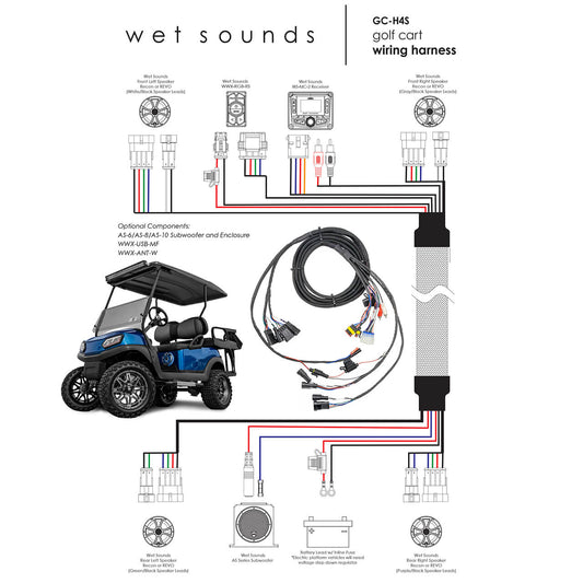 GC-H4S | Wet Sounds Golf Cart Audio System Harness GC-H4S | Wet Sounds Golf Cart Audio System Harness