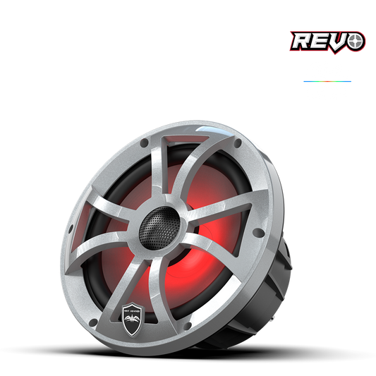 REVO 8-XSS | REVO Series 8-inch High-Output Component Style Coaxial Speakers w/ XS-Silver RGB Grilles REVO 8-XSS | REVO Series 8-inch High-Output Component Style Coaxial Speakers w/ XS-Silver RGB Grilles