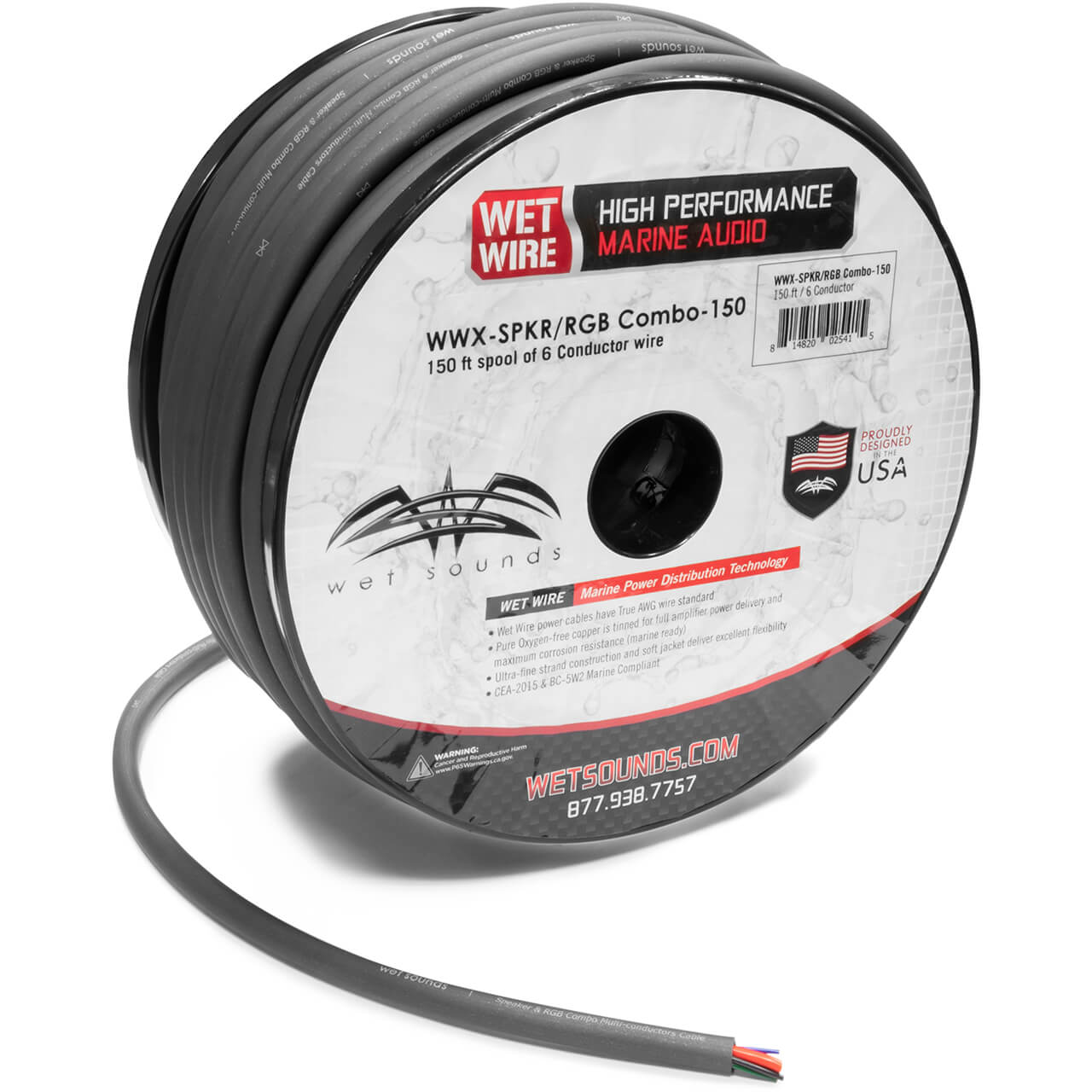 SPKR/RGB COMBO-150 | Wet Sounds Frosted Speaker/RGB Combo Wire 150' Spool