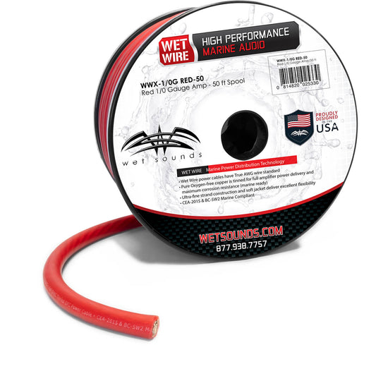 Red Frosted 1/0 GA Wet Wire | Red Frost 1/0 Gauge Amp Wire - 50 Ft Spool