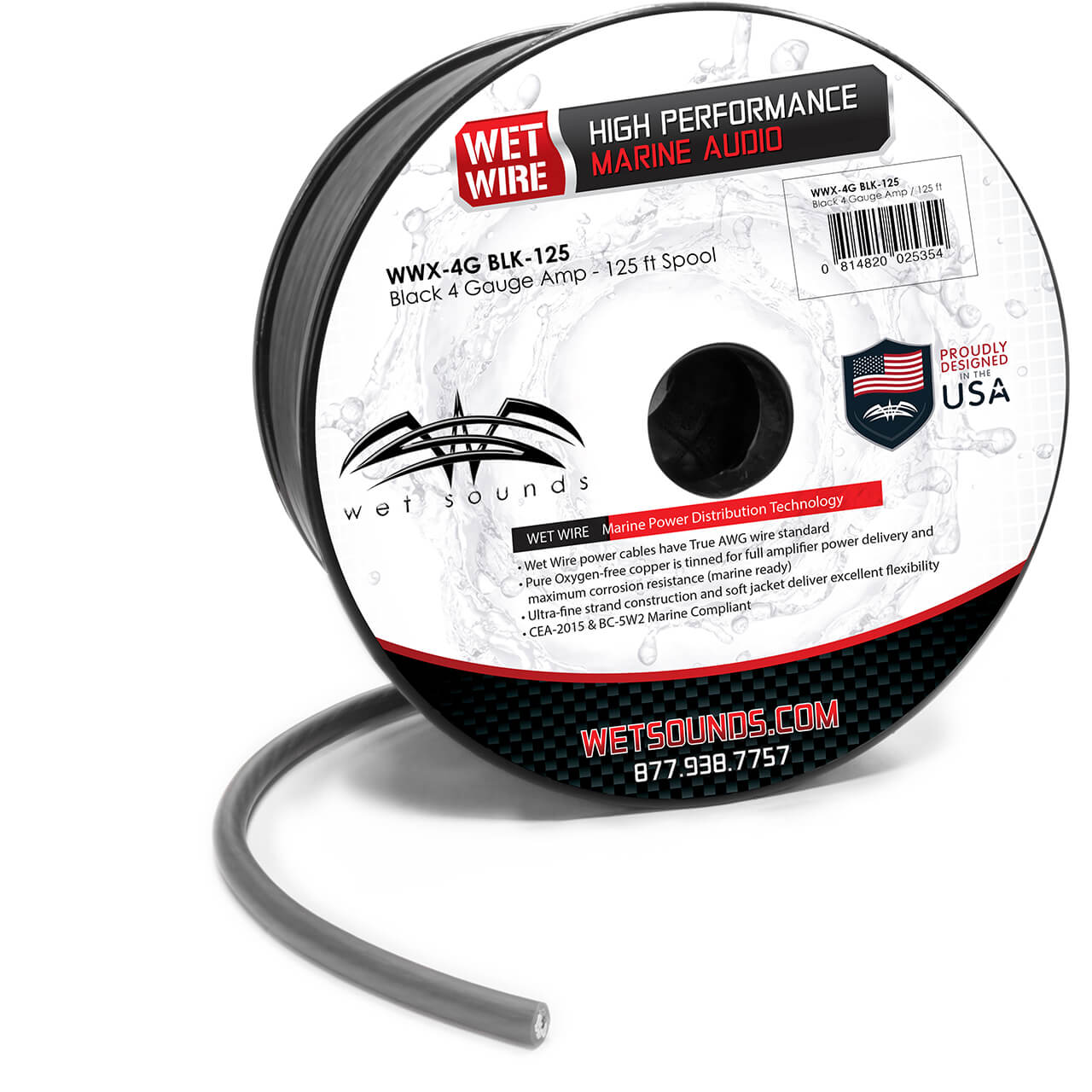 Black Frosted 4GA Wet Wire | Black Frost 4 Gauge Amp Wire - 125 Ft Spool