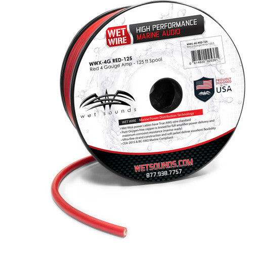 Red Frosted 4GA Wet Wire | Red Frost 4 Gauge Amp Wire - 125 Ft Spool