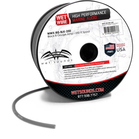 Black Frosted 8GA Wet Wire | Black Frost 8 Gauge Amp Wire - 250 Ft Spool