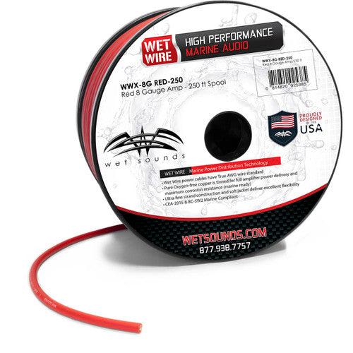 Red Frosted 8GA Wet Wire | Red Frost 8 Gauge Amp Wire - 250 Ft Spool