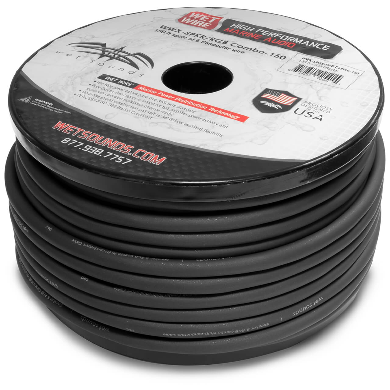 SPKR/RGB COMBO-150 | Wet Sounds Frosted Speaker/RGB Combo Wire 150' Spool
