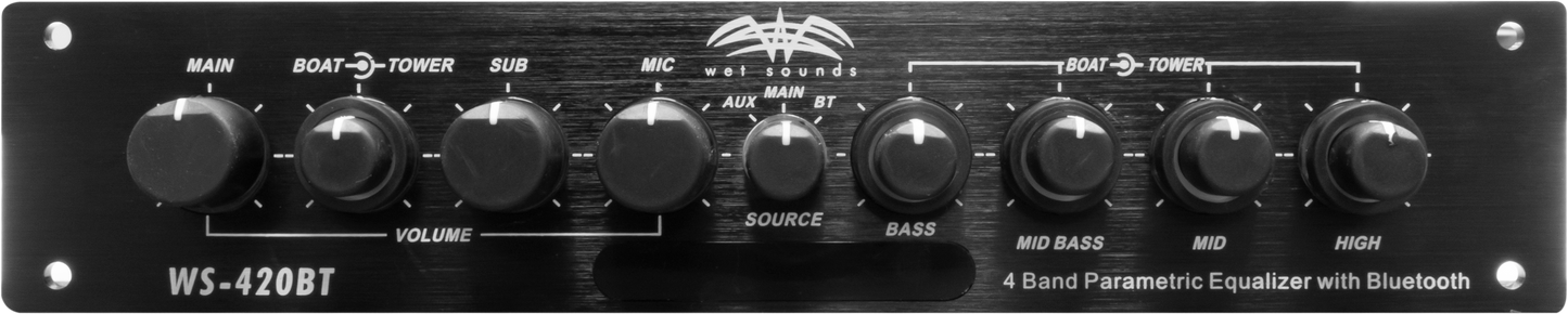 WS-420 BT | Wet Sounds Marine Multi Zone 4-Band Parametric Equalizer w/ Integrated Bluetooth