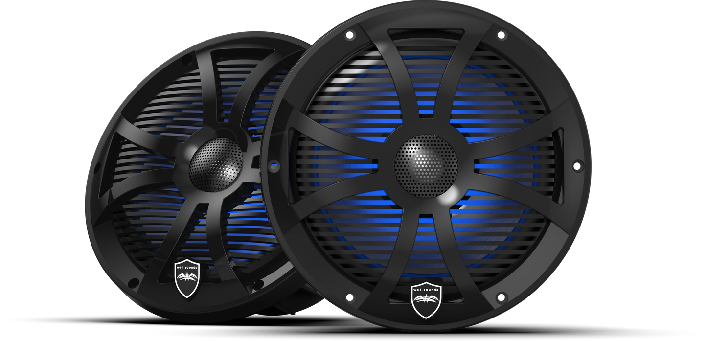 REVO 8 SW-B V3 | REVO Series 8-inch High-Output Component Style Coaxial Speakers w/ SW-Black RGB Grilles