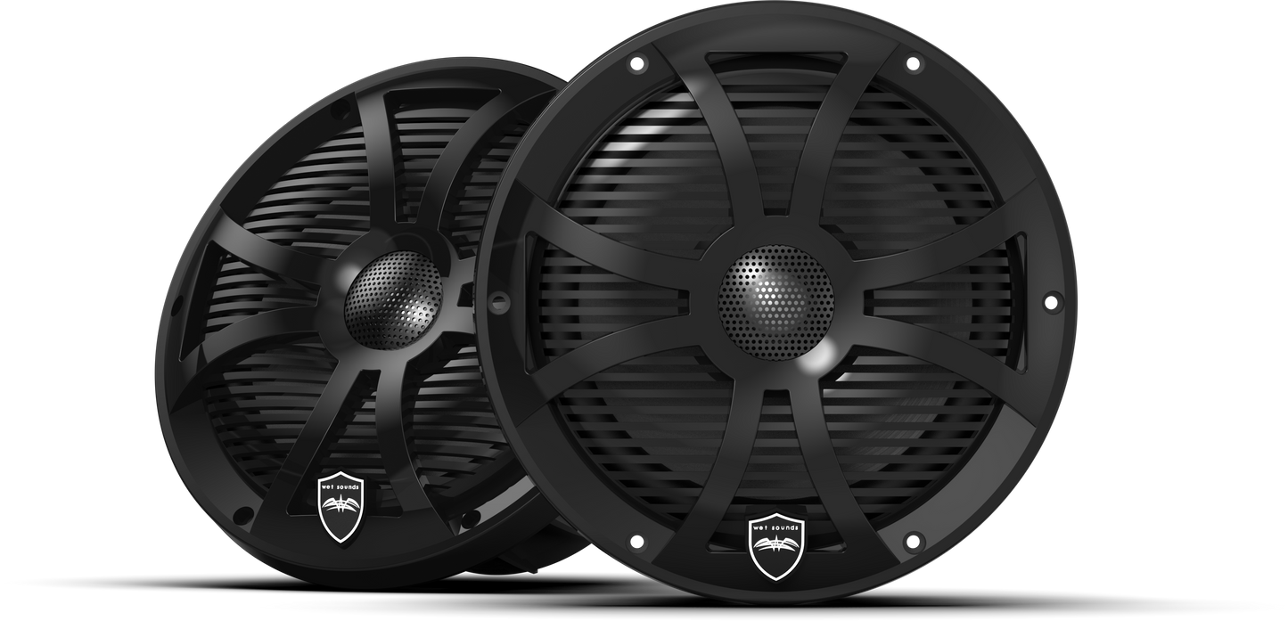 REVO 8 SW-B V3 | REVO Series 8-inch High-Output Component Style Coaxial Speakers w/ SW-Black RGB Grilles