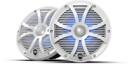 REVO 8 SW-W V3 | REVO Series 8-inch High-Output Component Style Coaxial Speakers w/ SW-White RGB Grilles
