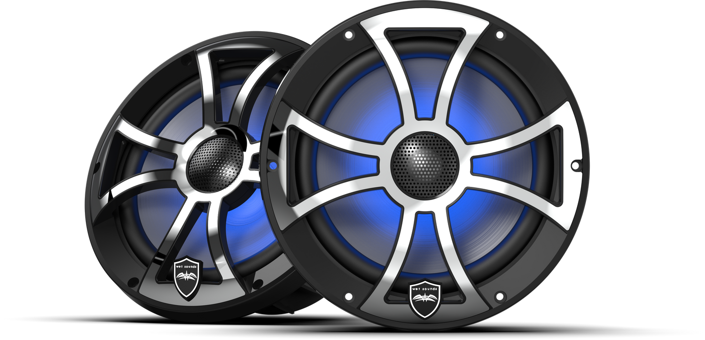 REVO 8 XS-B-SS V3 | REVO Series 8-inch High-Output Component Style Coaxial Speakers w/ XS-Black-Stainless Steel RGB Grilles