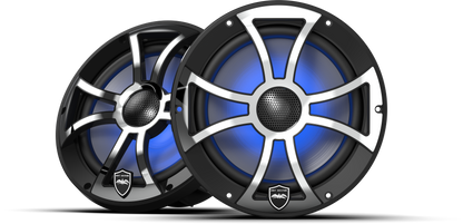 REVO 8 XS-B-SS V3 | REVO Series 8-inch High-Output Component Style Coaxial Speakers w/ XS-Black-Stainless Steel RGB Grilles