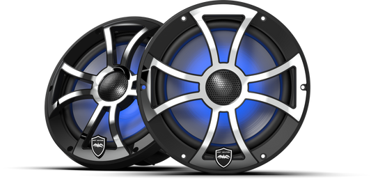 REVO 8 XS-B-SS V3 | REVO Series 8-inch High-Output Component Style Coaxial Speakers w/ XS-Black-Stainless Steel RGB Grilles