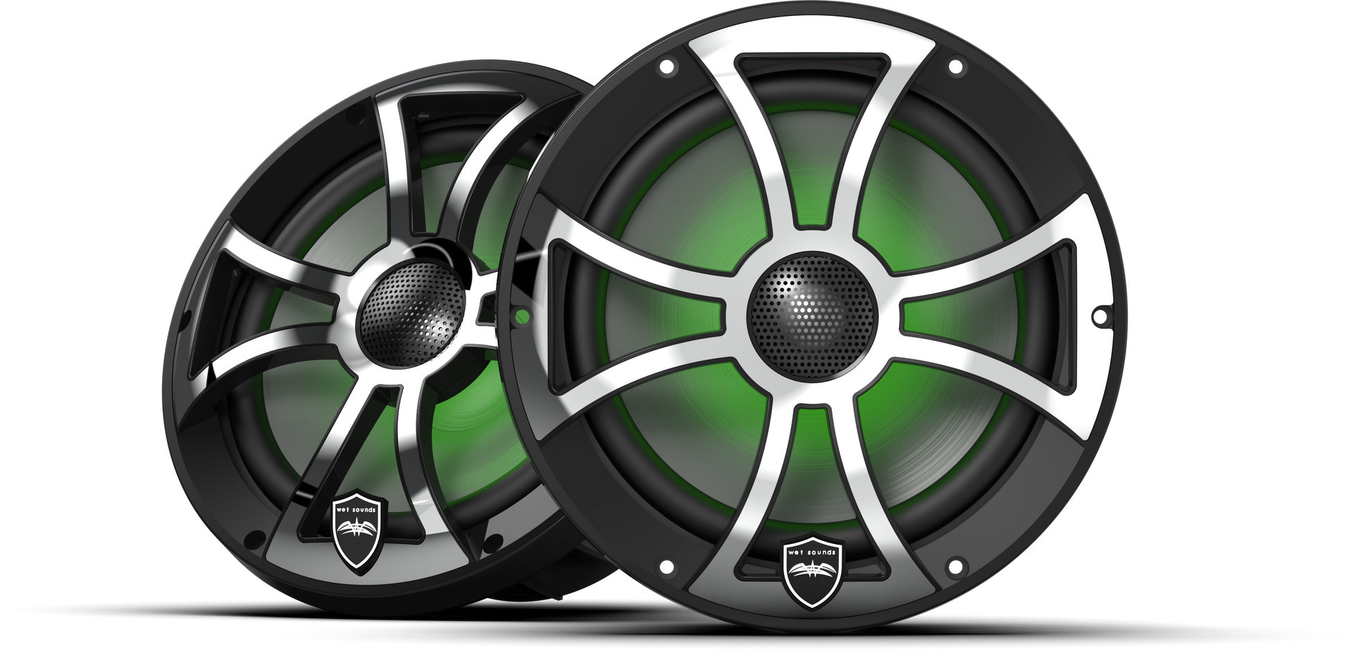 REVO 8 XS-B-SS V3 | REVO Series 8-inch High-Output Component Style Coaxial Speakers w/ XS-Black-Stainless Steel RGB Grilles