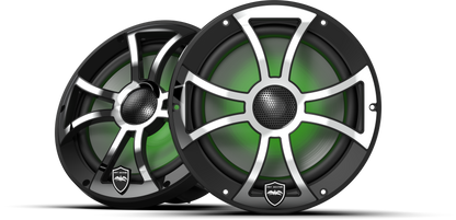 REVO 8 XS-B-SS V3 | REVO Series 8-inch High-Output Component Style Coaxial Speakers w/ XS-Black-Stainless Steel RGB Grilles
