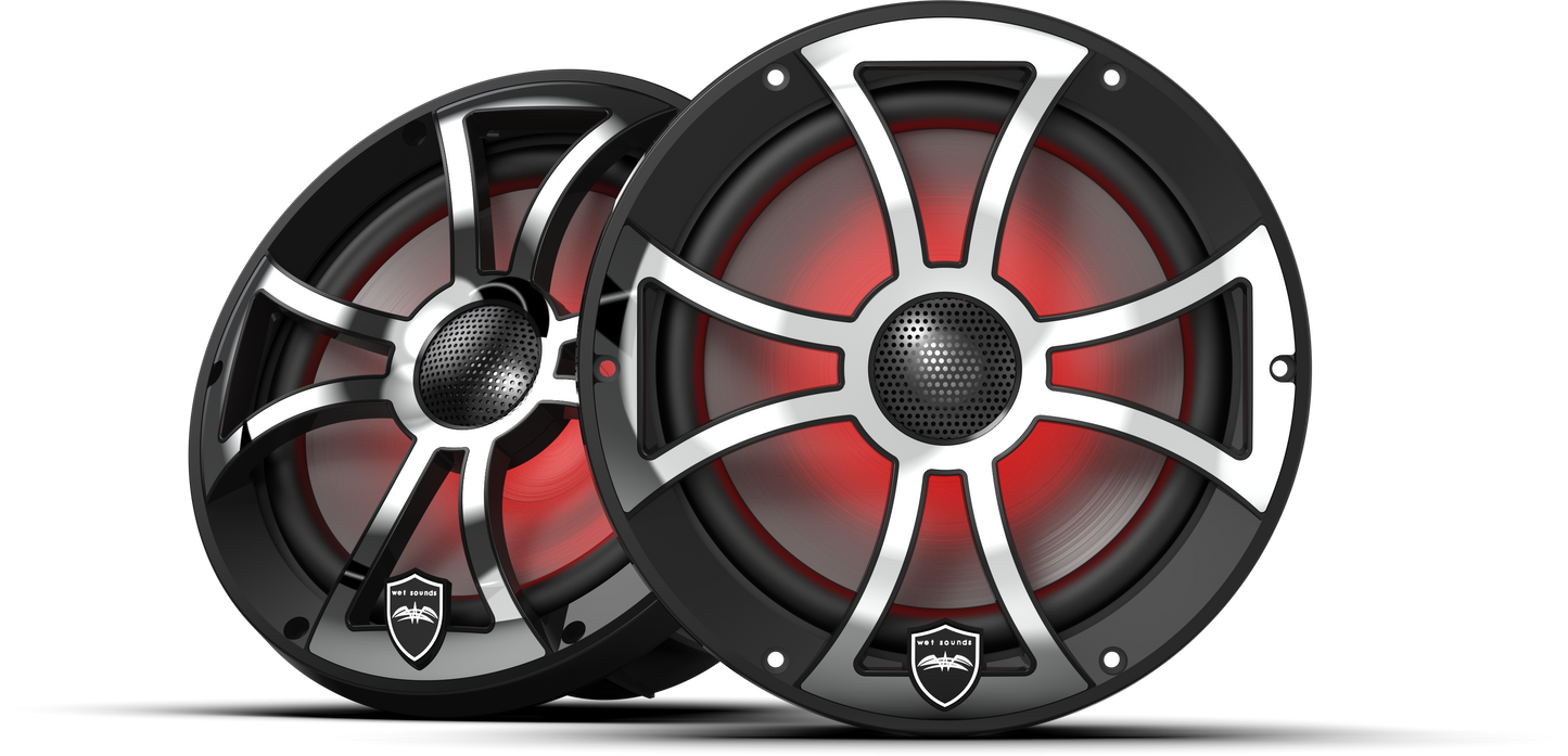 REVO 8 XS-B-SS V3 | REVO Series 8-inch High-Output Component Style Coaxial Speakers w/ XS-Black-Stainless Steel RGB Grilles