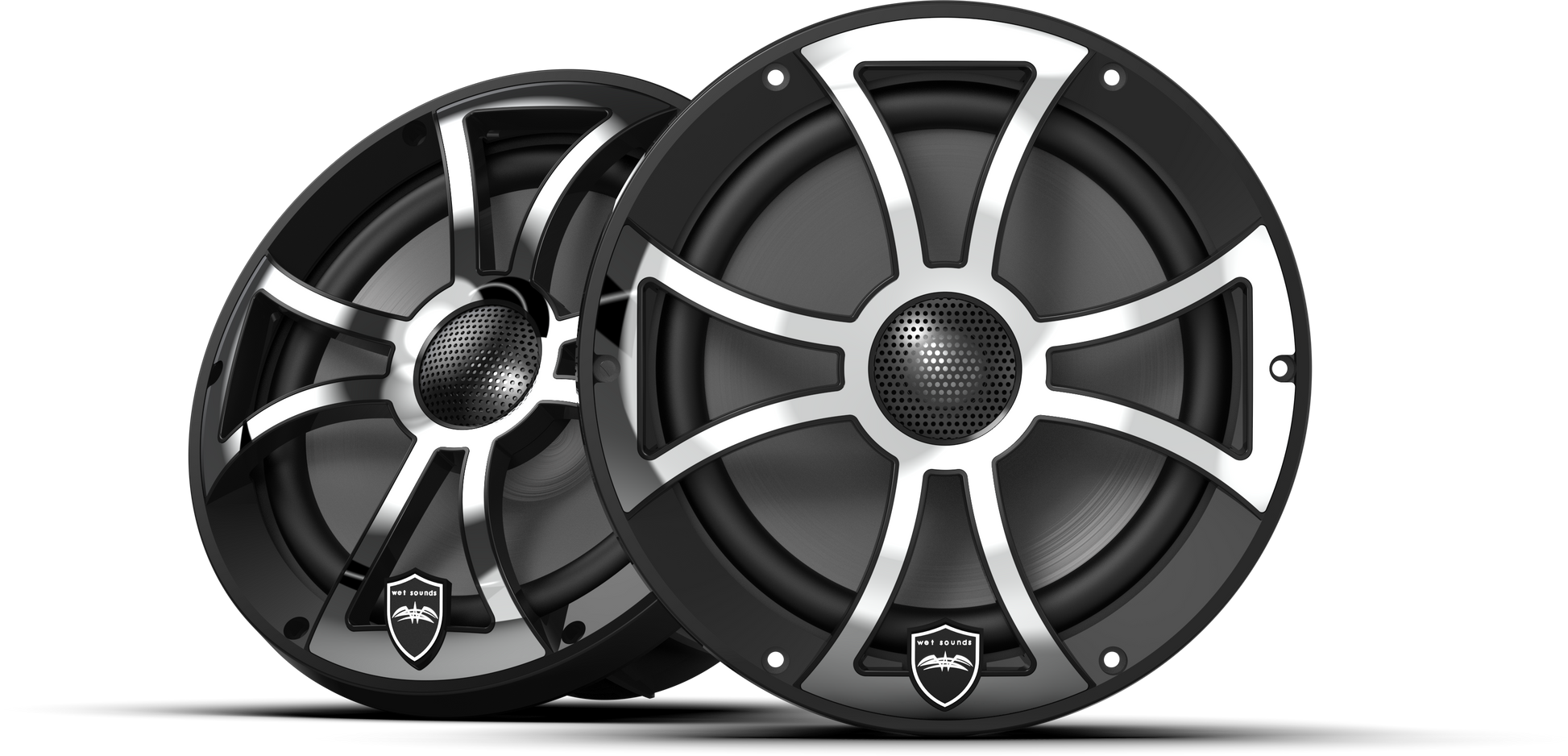 REVO 8 XS-B-SS V3 | REVO Series 8-inch High-Output Component Style Coaxial Speakers w/ XS-Black-Stainless Steel RGB Grilles