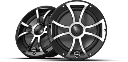 REVO 8 XS-B-SS V3 | REVO Series 8-inch High-Output Component Style Coaxial Speakers w/ XS-Black-Stainless Steel RGB Grilles