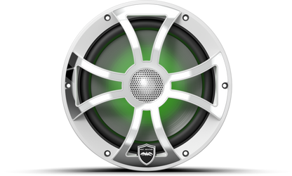 REVO 8 XS-W-SS V3 | REVO Series 8-inch High-Output Component Style Coaxial Speakers w/ XS-White-Stainless Steel RGB Grilles