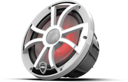 REVO 8 XS-W-SS V3 | REVO Series 8-inch High-Output Component Style Coaxial Speakers w/ XS-White-Stainless Steel RGB Grilles