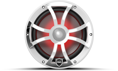 REVO 8 XS-W-SS V3 | REVO Series 8-inch High-Output Component Style Coaxial Speakers w/ XS-White-Stainless Steel RGB Grilles
