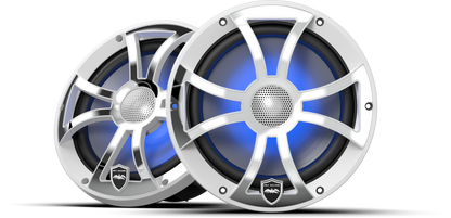 REVO 8 XS-W-SS V3 | REVO Series 8-inch High-Output Component Style Coaxial Speakers w/ XS-White-Stainless Steel RGB Grilles
