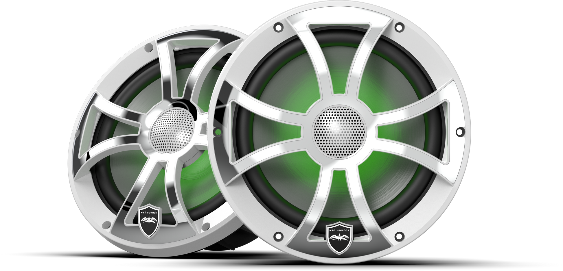 REVO 8 XS-W-SS V3 | REVO Series 8-inch High-Output Component Style Coaxial Speakers w/ XS-White-Stainless Steel RGB Grilles