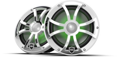 REVO 8 XS-W-SS V3 | REVO Series 8-inch High-Output Component Style Coaxial Speakers w/ XS-White-Stainless Steel RGB Grilles