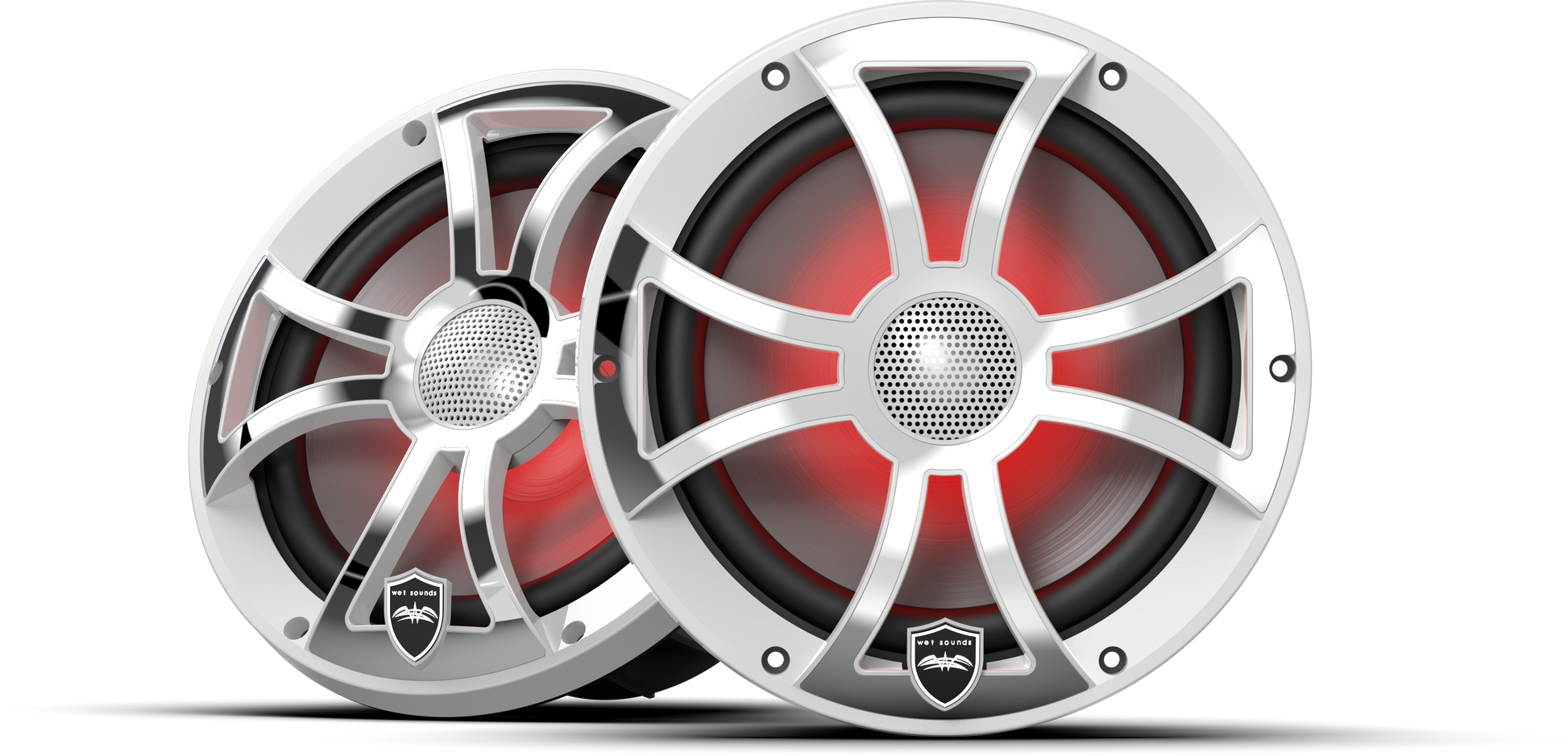 REVO 8 XS-W-SS V3 | REVO Series 8-inch High-Output Component Style Coaxial Speakers w/ XS-White-Stainless Steel RGB Grilles