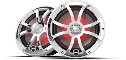 REVO 8 XS-W-SS V3 | REVO Series 8-inch High-Output Component Style Coaxial Speakers w/ XS-White-Stainless Steel RGB Grilles