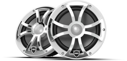 REVO 8 XS-W-SS V3 | REVO Series 8-inch High-Output Component Style Coaxial Speakers w/ XS-White-Stainless Steel RGB Grilles