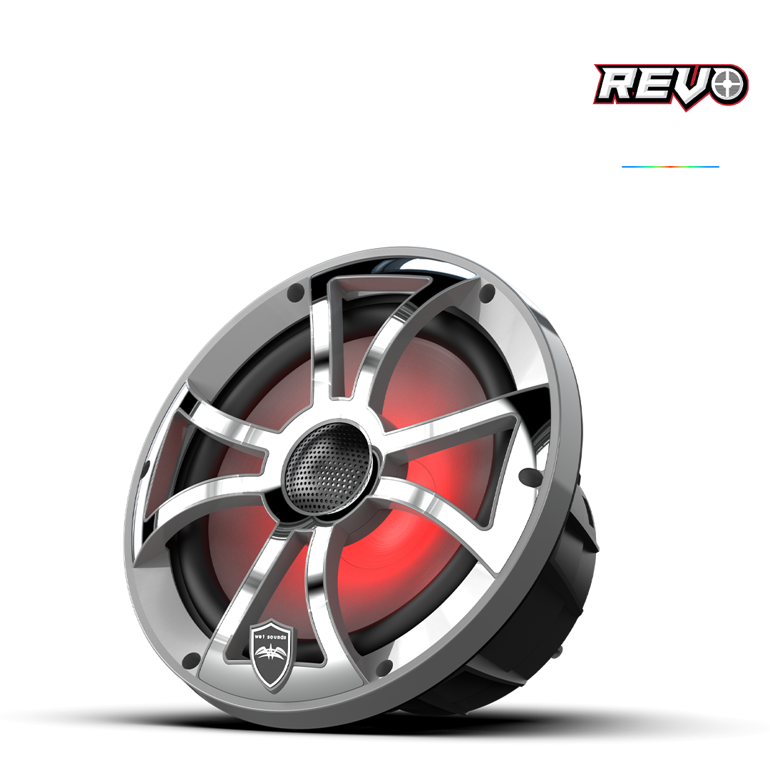 REVO 8-XSG-SS | REVO Series 8-inch High-Output Component Style Coaxial Speakers w/ XS-Gunmetal-Stainless Steel RGB Grilles
