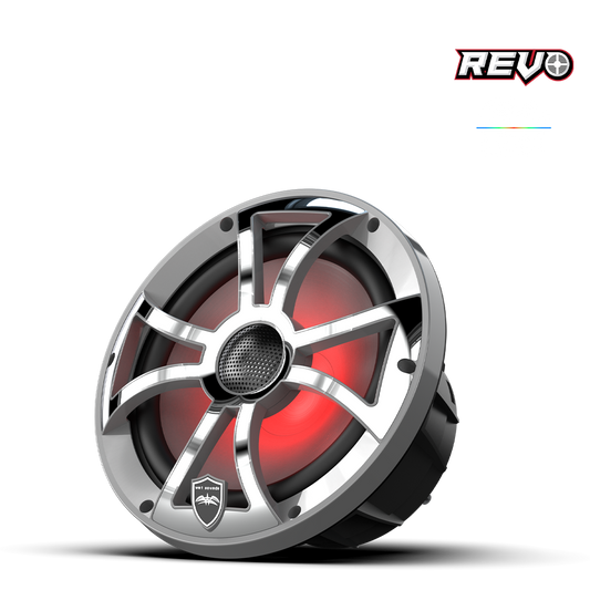 REVO 8-XSG-SS | REVO Series 8-inch High-Output Component Style Coaxial Speakers w/ XS-Gunmetal-Stainless Steel RGB Grilles