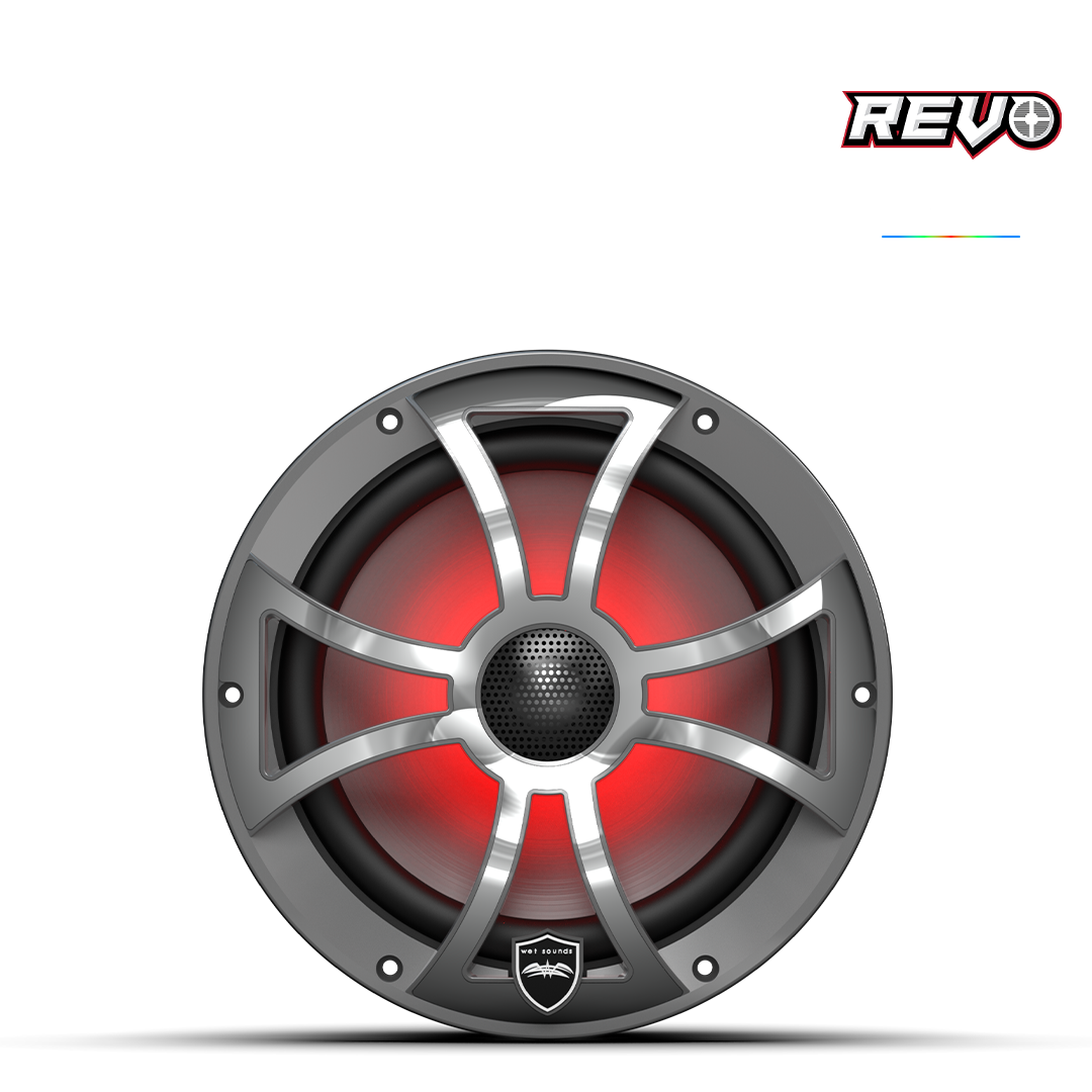 REVO 8-XSG-SS | REVO Series 8-inch High-Output Component Style Coaxial Speakers w/ XS-Gunmetal-Stainless Steel RGB Grilles