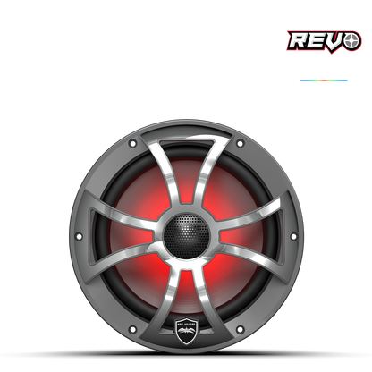 REVO 8-XSG-SS | REVO Series 8-inch High-Output Component Style Coaxial Speakers w/ XS-Gunmetal-Stainless Steel RGB Grilles