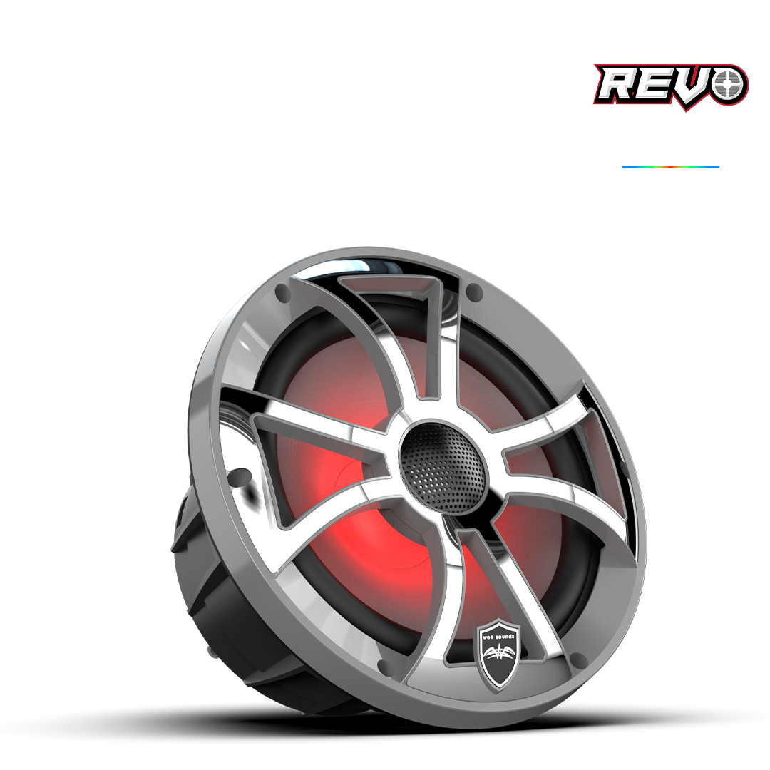 REVO 8-XSG-SS | REVO Series 8-inch High-Output Component Style Coaxial Speakers w/ XS-Gunmetal-Stainless Steel RGB Grilles