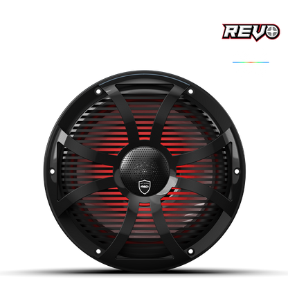 REVO CX-10 SW-B S2 | REVO Series 10-inch High-Output Component Style Coaxial Speakers w/ SW-Black RGB Grilles