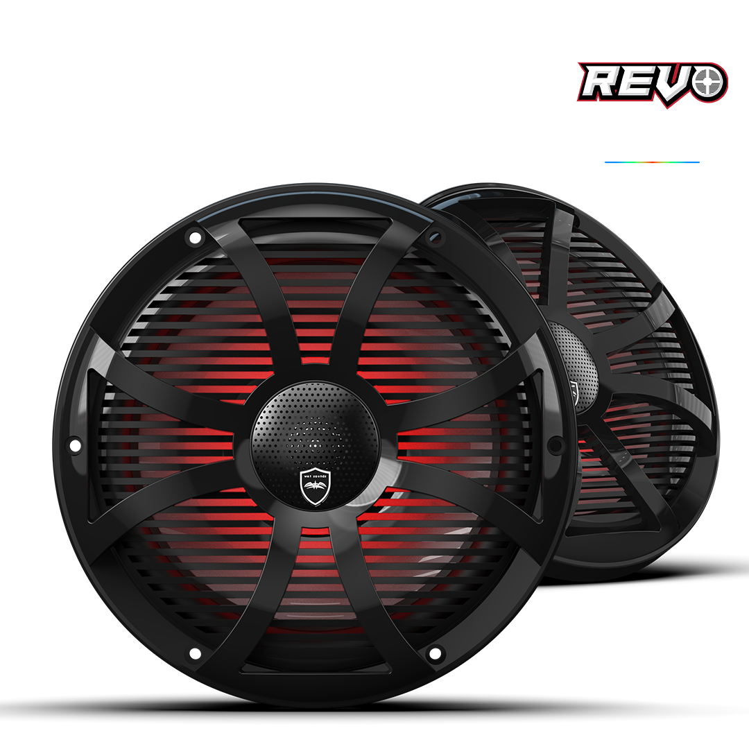REVO CX-10 SW-B S2 | REVO Series 10-inch High-Output Component Style Coaxial Speakers w/ SW-Black RGB Grilles