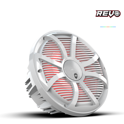 REVO CX-10 SW-W S2 | REVO Series 10-inch High-Output Component Style Coaxial Speakers w/ SW-White RGB Grilles