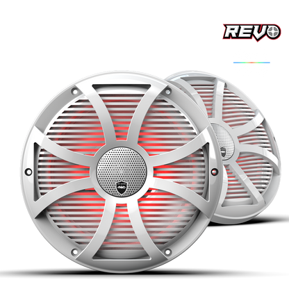 REVO CX-10 SW-W S2 | REVO Series 10-inch High-Output Component Style Coaxial Speakers w/ SW-White RGB Grilles