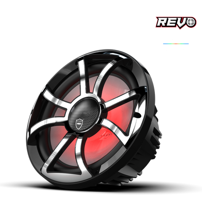 REVO CX-10 XS-B-SS S2 | REVO Series 10-inch High-Output Component Style Coaxial Speakers w/ XS-Black-Stainless Steel RGB Grilles
