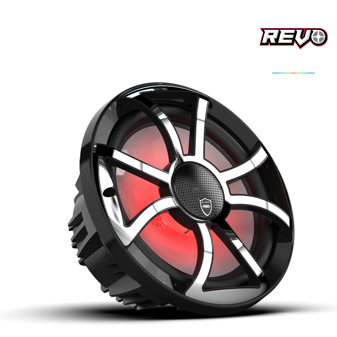 REVO CX-10 XS-B-SS S2 | REVO Series 10-inch High-Output Component Style Coaxial Speakers w/ XS-Black-Stainless Steel RGB Grilles
