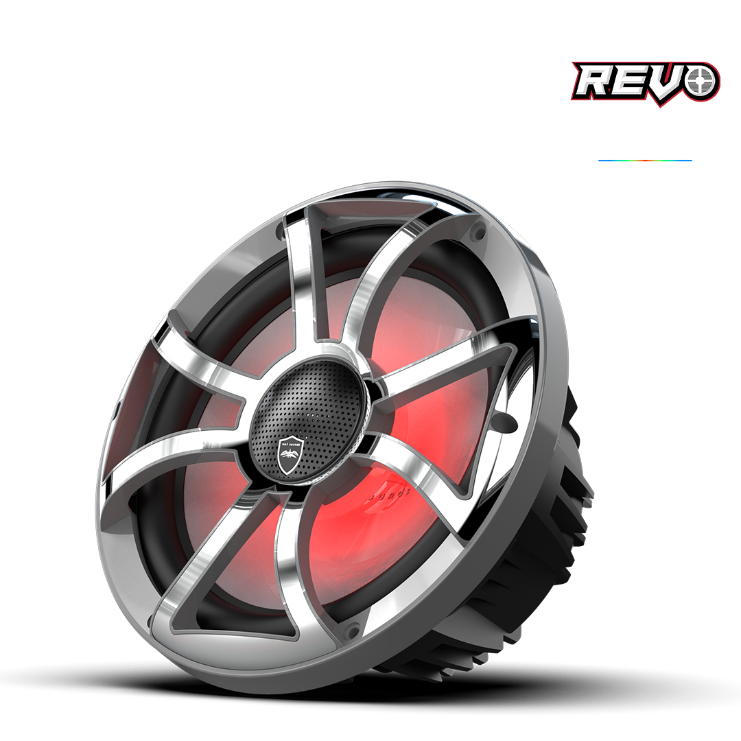 REVO CX-10 XS-G-SS S2 | REVO Series 10-inch High-Output Component Style Coaxial Speakers w/ XS-Gunmetal-Stainless Steel RGB Grilles