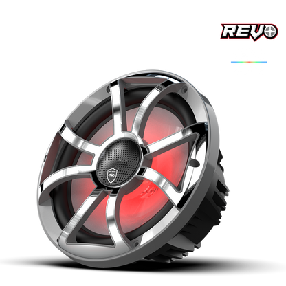REVO CX-10 XS-G-SS S2 | REVO Series 10-inch High-Output Component Style Coaxial Speakers w/ XS-Gunmetal-Stainless Steel RGB Grilles