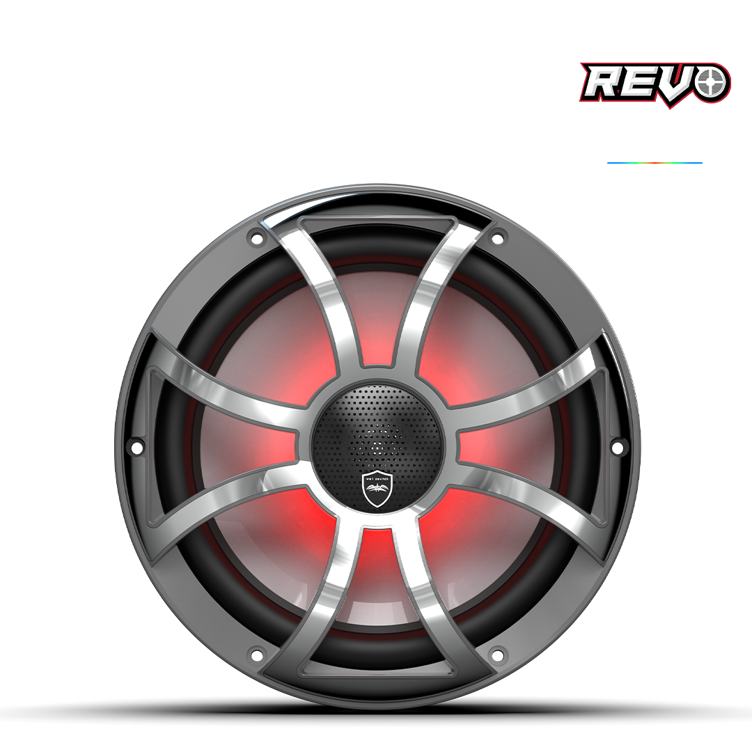 REVO CX-10 XS-G-SS S2 | REVO Series 10-inch High-Output Component Style Coaxial Speakers w/ XS-Gunmetal-Stainless Steel RGB Grilles