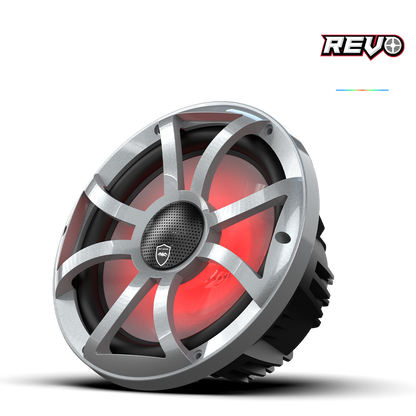REVO CX-10 XS-S S2 | REVO Series 10-inch High-Output Component Style Coaxial Speakers w/ XS-Silver RGB Grilles