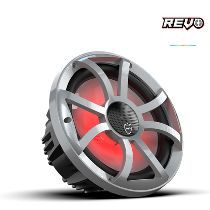 REVO CX-10 XS-S S2 | REVO Series 10-inch High-Output Component Style Coaxial Speakers w/ XS-Silver RGB Grilles