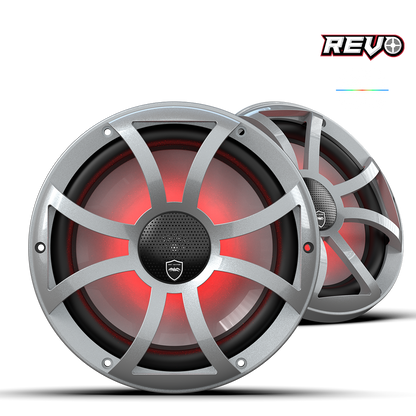REVO CX-10 XS-S S2 | REVO Series 10-inch High-Output Component Style Coaxial Speakers w/ XS-Silver RGB Grilles