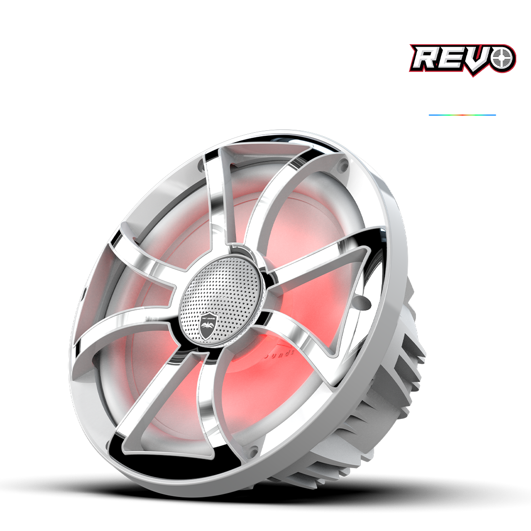 REVO CX-10 XS-W-SS S2 | REVO Series 10-inch High-Output Component Style Coaxial Speakers w/ XS-White-Stainless Steel RGB Grilles
