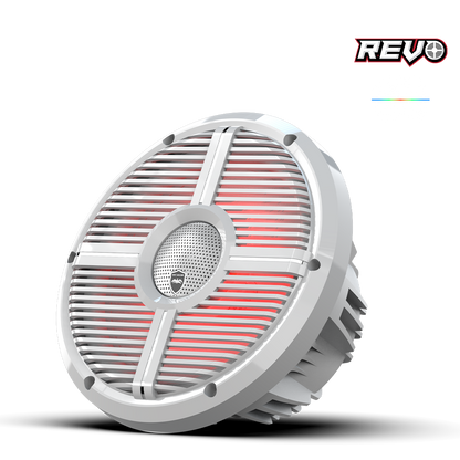 REVO CX-10 XW-W S2 | REVO Series 10-inch High-Output Component Style Coaxial Speakers w/ XW-White RGB Grilles