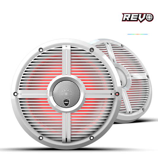 REVO CX-10 XW-W S2 | REVO Series 10-inch High-Output Component Style Coaxial Speakers w/ XW-White RGB Grilles